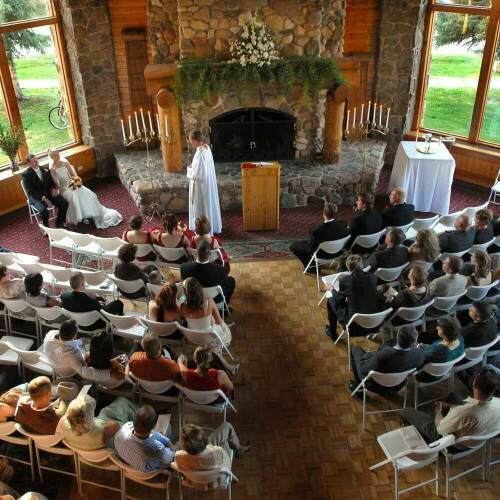 Wedding Ceremony in Spearfish Canyon Lodge's legendary Great Room