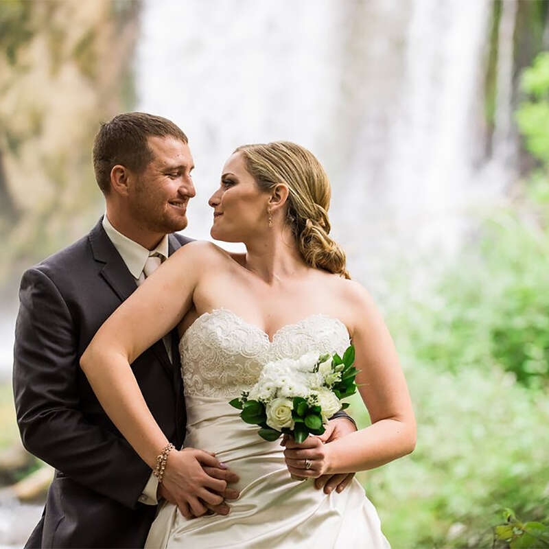 Bride & Groom in front of Spearfish Falls