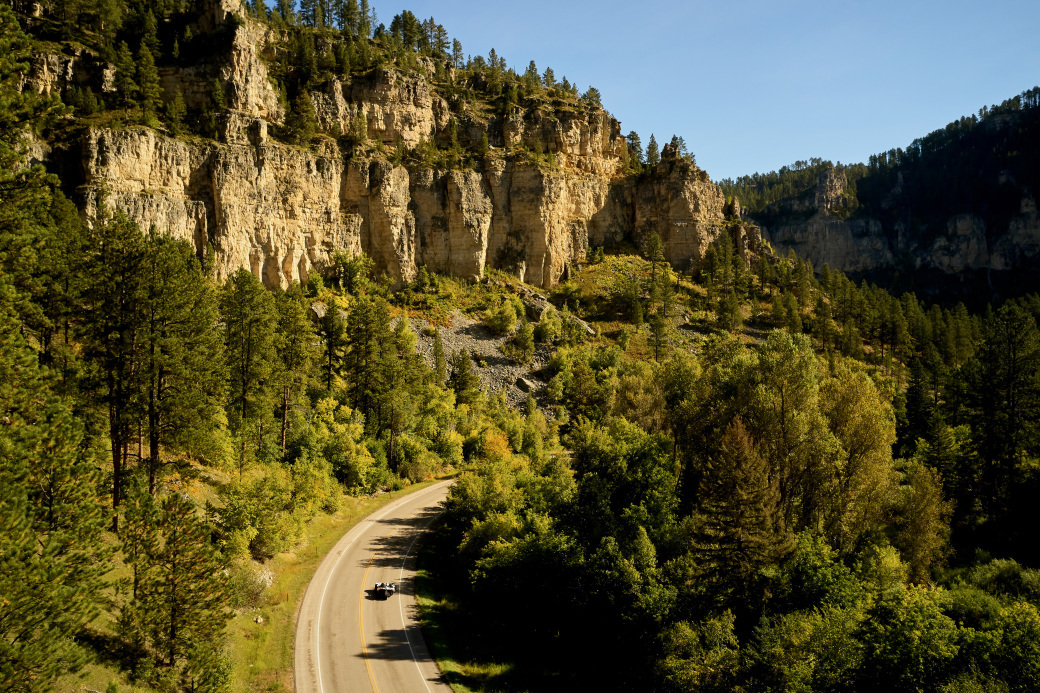 Aerial view of the Spearfish Canyon Scenic Byway 