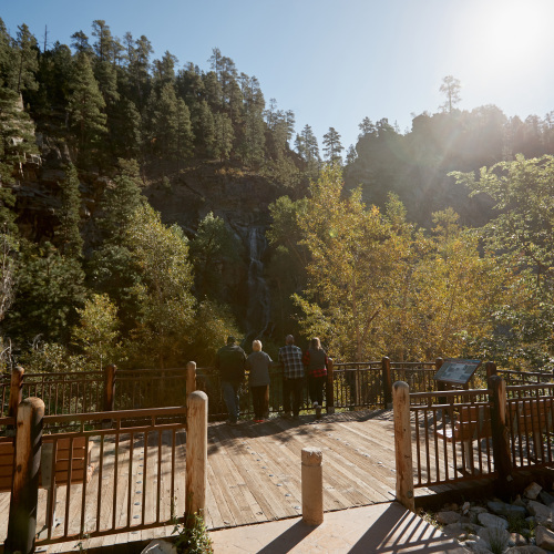 Observation deck at Bridal Veil Falls in Spearfish Canyon 