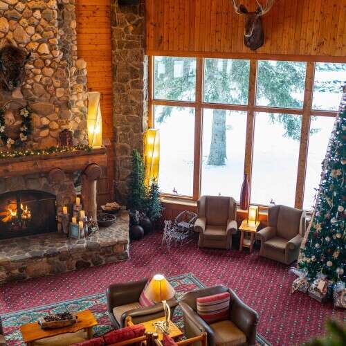 Spearfish Canyon Lodge Great Room at Christmas Time