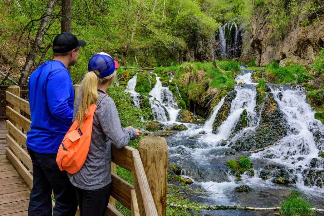 Couple overlooking Roughlock Falls 