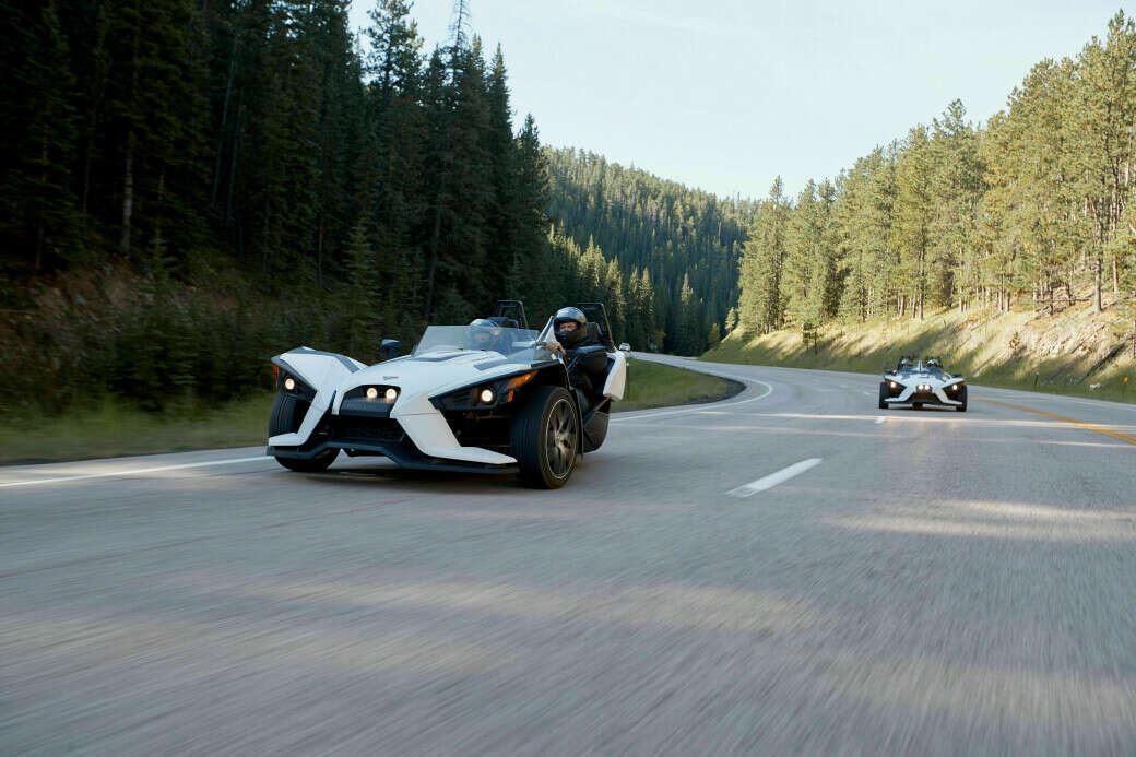 Cruising through Spearfish Canyon in a Slingshot