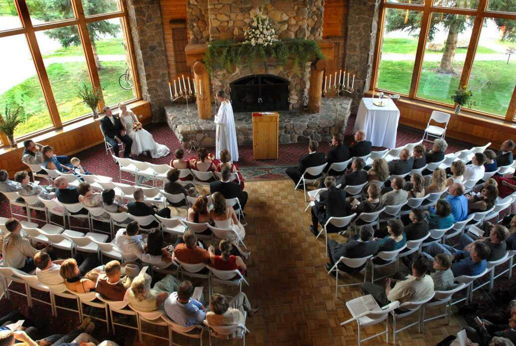 Wedding Ceremony in Spearfish Canyon Lodge's legendary Great Room