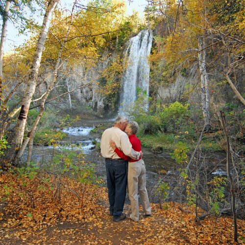 Couple enjoying Little Spearfish Falls