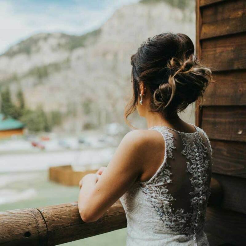 Bride looking out into Spearfish Canyon