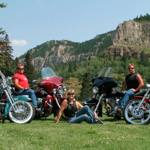 4 Motorcyclists in Spearfish Canyon Lodge 